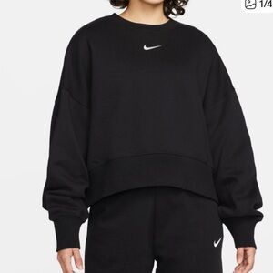 Nike Women's Black Hoodie with White Logo